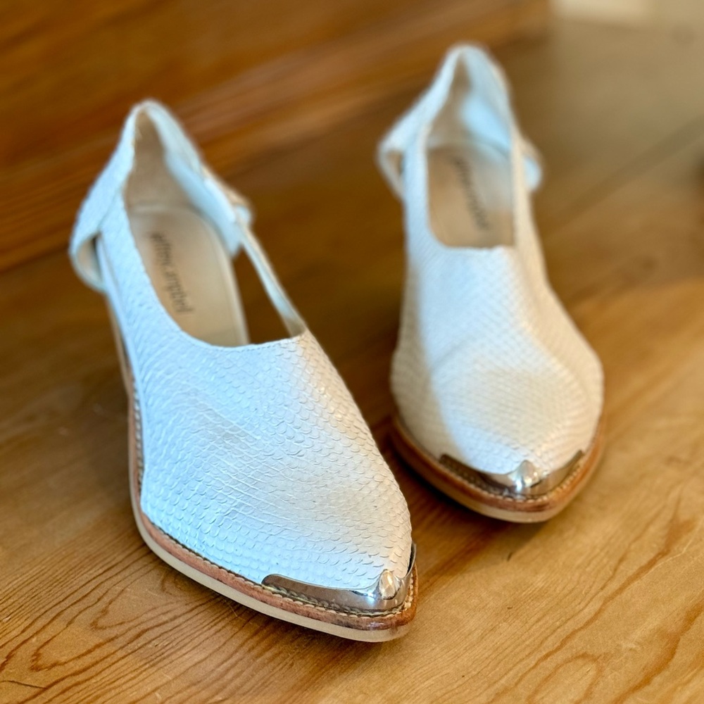 Jeffrey Campbell White Snakeskin Heeled Booties 7.5M